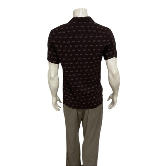Allsaints Mens Snakeyes Print Black Short Sleeve Button Shirt - Picture 2 of 4